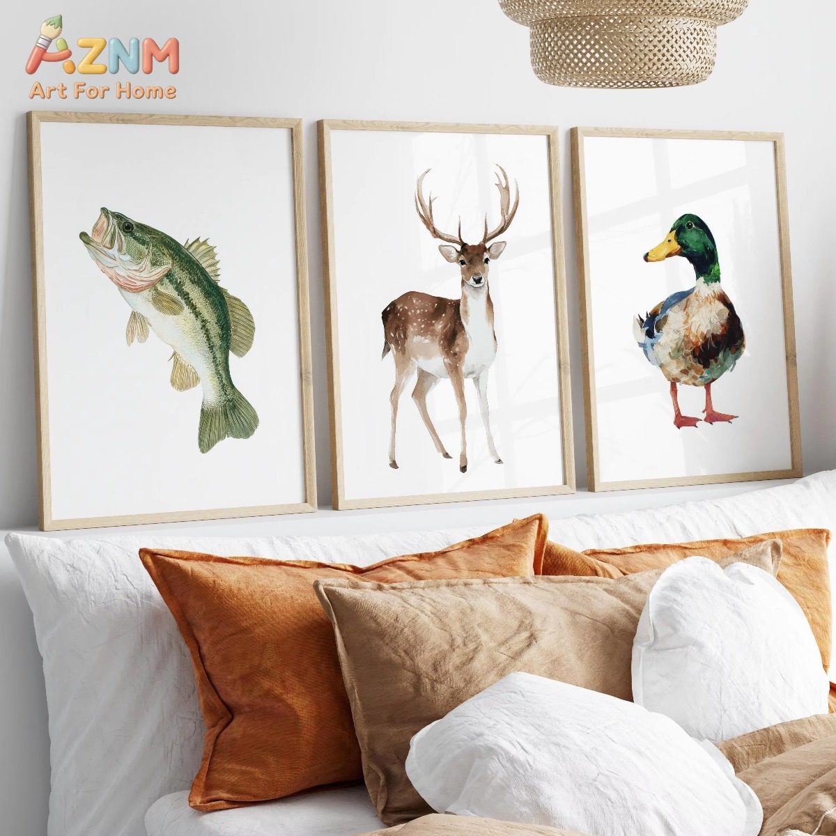 Hunting Outdoor Decor - AZNM 수채화 사냥 및 낚시 아트