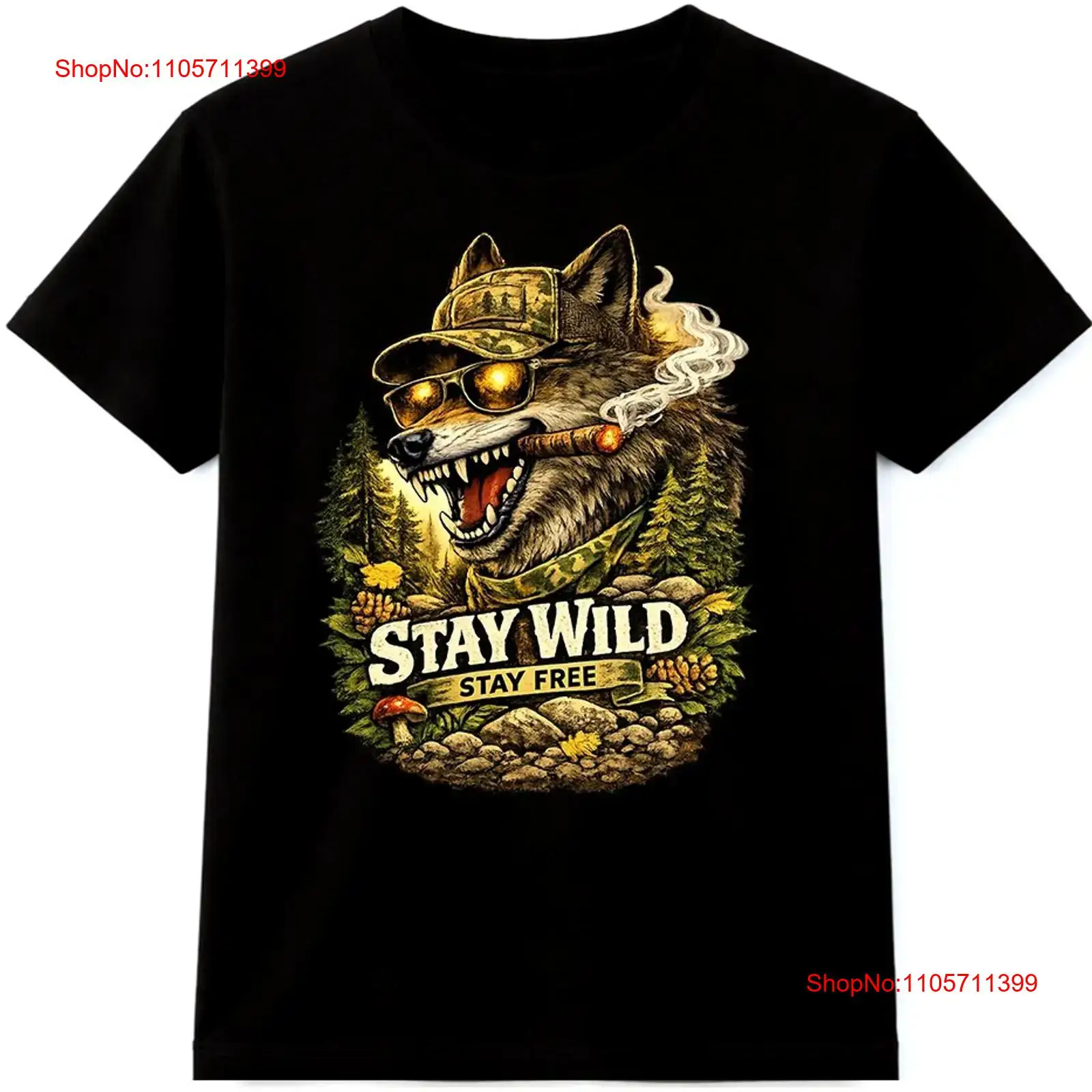 Wildman Hunting & Outdoor Nelspruit - 울프 티셔츠 Stay Wild Free 야외