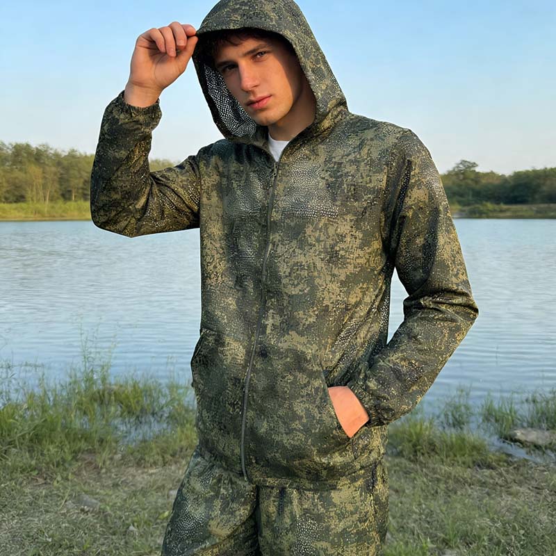 Outdoor Hunting Hoodie - 전술 후드티 세트 카모 메쉬 하이킹