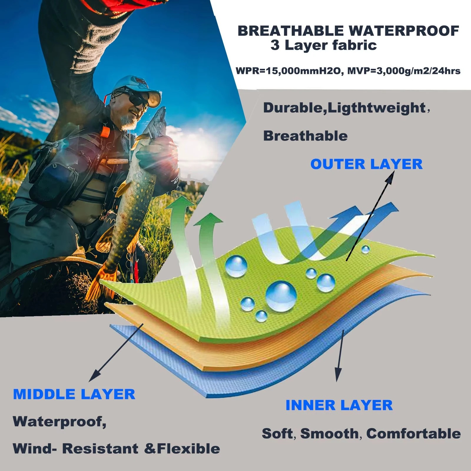 Fishing Waders Breathable - Goture 3겹 통기성 방수 가슴형 플라이