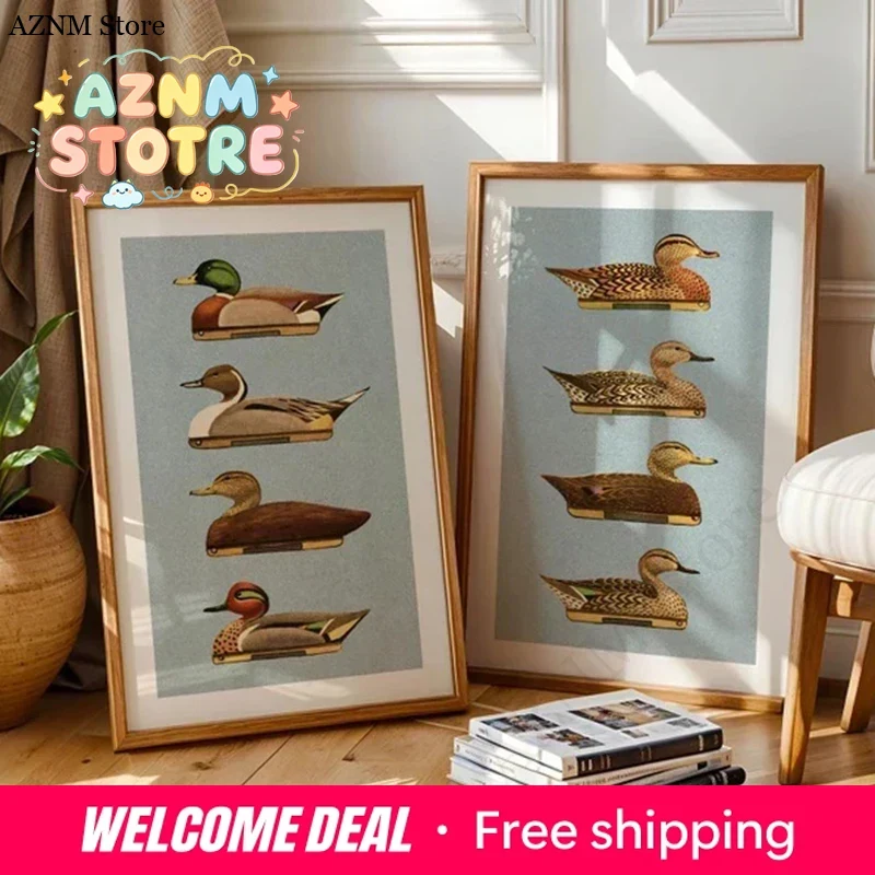 Hunting Outdoor Decor - 레트로 오리 프린트 야외 예술 오리