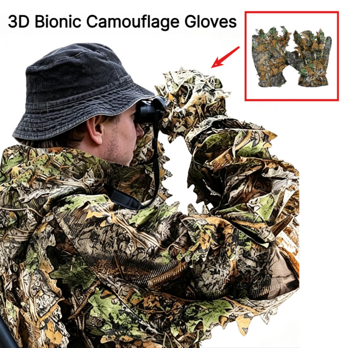 Outdoor Hunting Photography - 3D 위장 잎사귀 사냥 장갑, 위장용