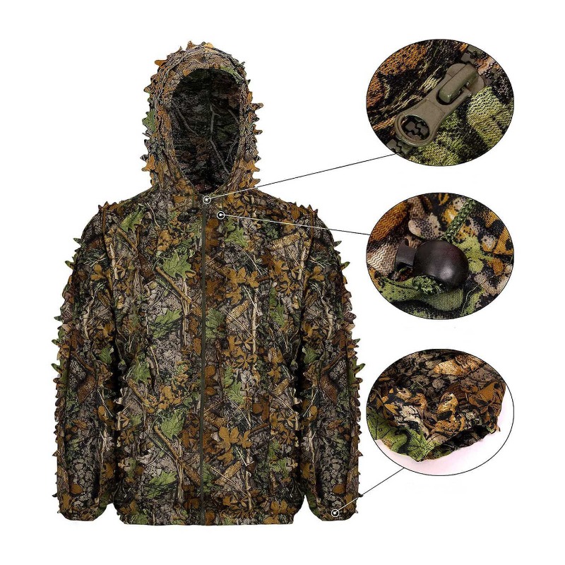 3D 나뭇잎 무늬 생체공학 위장 사냥복 길리슈트 야외  - Outdoor Hunting Photography 리뷰 및 가격