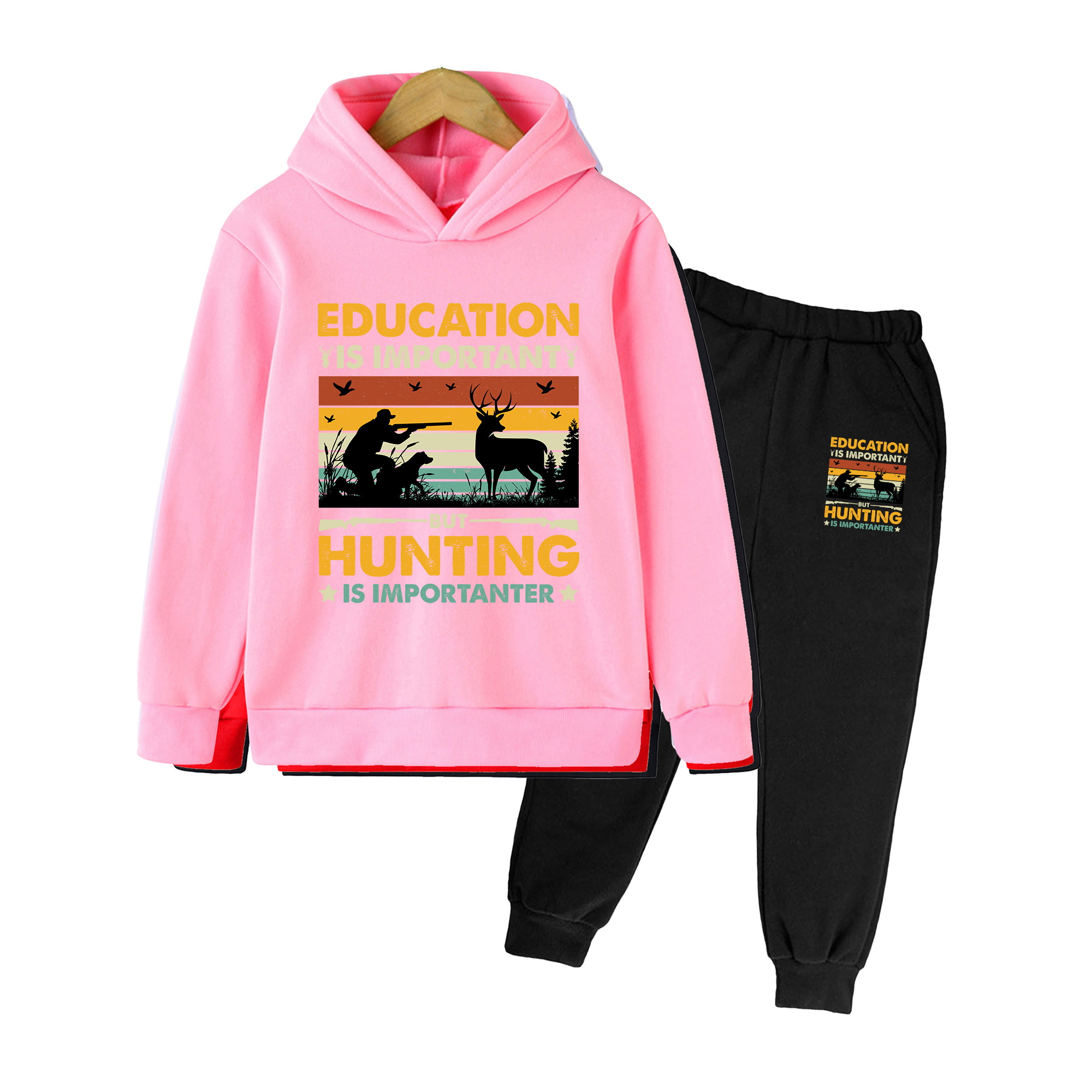 키즈 후디 & 스웨트팬츠 세트, 빈티지 헌팅 프린트 캐 - Outdoor Hunting Hoodie 리뷰 및 가격